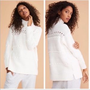 LOU & GREY White Pom Pom Turtleneck Sweater XL